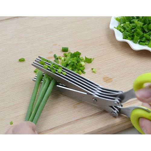 Multi-functional Stainless Steel 5 Layer Kitchen Scissors Pepper Shredded Chopped Scallion Cutter Laver Cut Cooking Tool