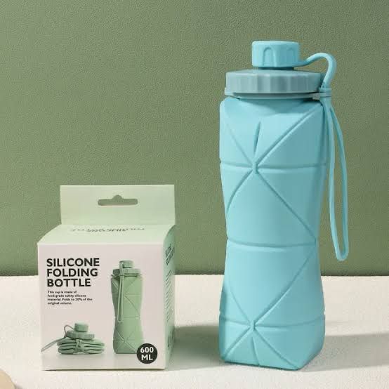 600ML Collapsible Water Bottle Food Grade Leakproof Reusable Portable Folding Outdoor Camping Cycling Gym Fitness Sports Travel Drinking Cup