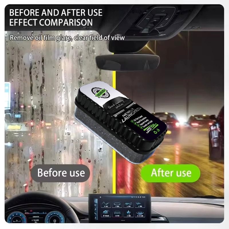 Glass Cleaner,Prosperous Glass Cleaner,Boministore Cleaner,Car Window Oil Film Remover, Universal Cleaning Wipe Board, Automotive Windshield Oil Film Cleaning Kit