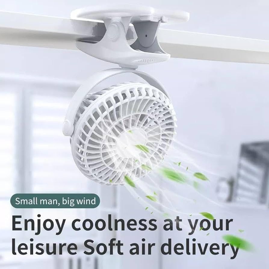Rechargeable Portable Electric Fan 720° Rotating Clip Fan Night Light Air Cooler Outdoor Camping Small Fan Ventilator