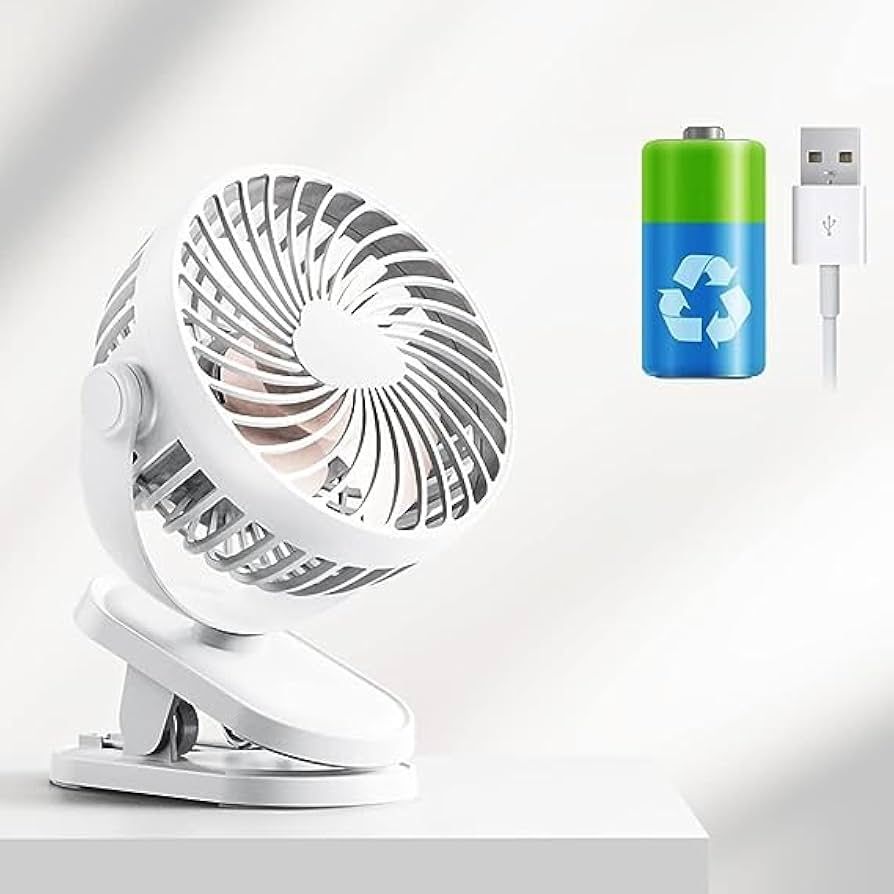 Rechargeable Portable Electric Fan 720° Rotating Clip Fan Night Light Air Cooler Outdoor Camping Small Fan Ventilator